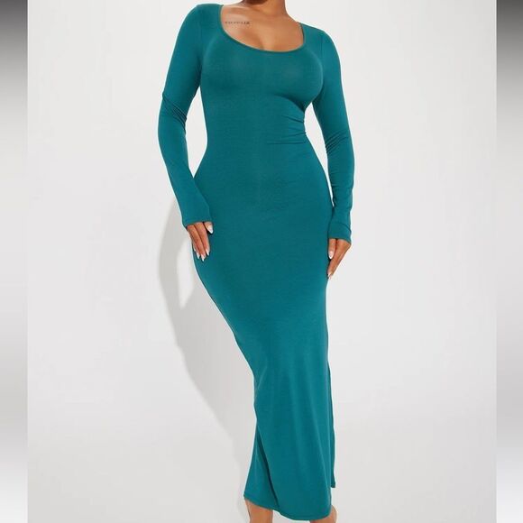 Fashionnova Teal Maxi Dress - Picture 2 of 4